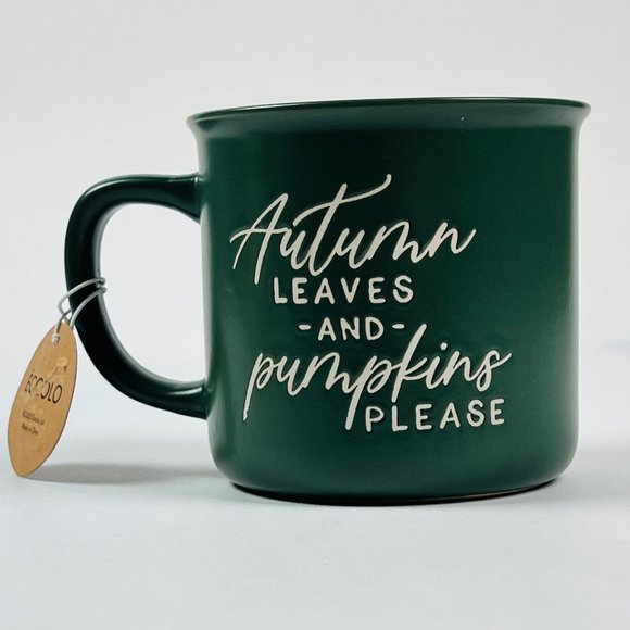 Eccolo 2022 Green Autumn Leaves & Pumpkin Please 18 oz Coffee Mug - Picture 5 of 6
